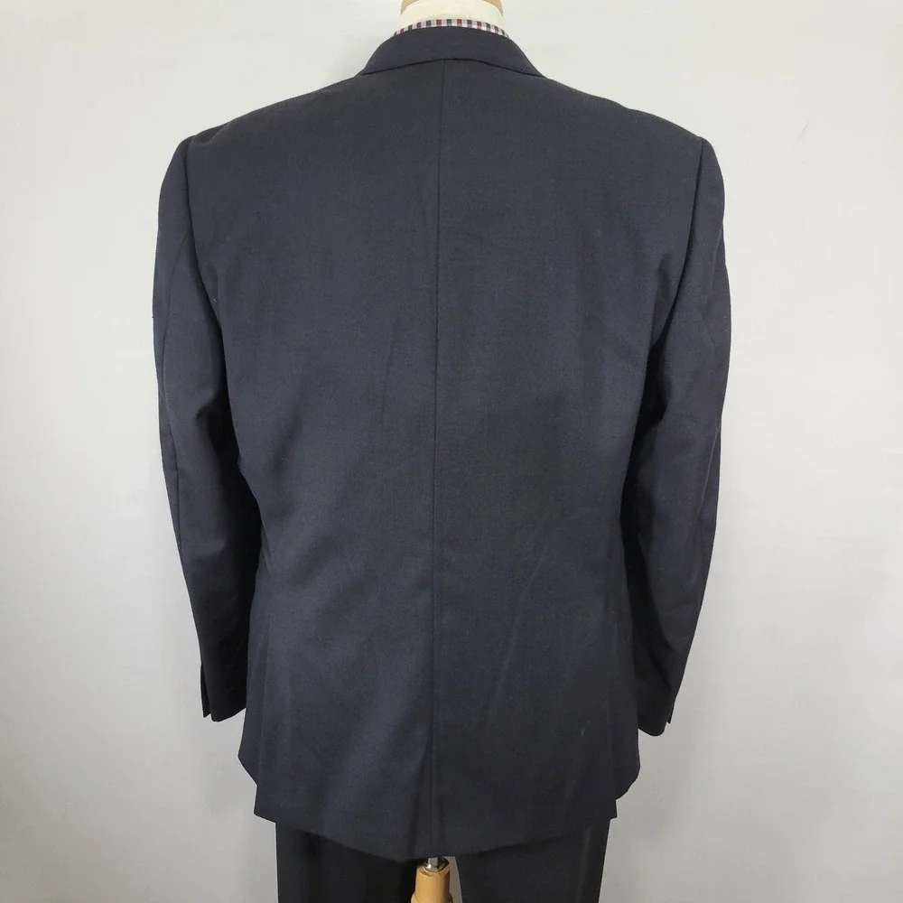 Lauren Ralph Lauren Mens Sport Coat Blazer Two Button Navy Wool Spandex 46R SLIM